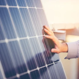 close up engineer hand is checking operation sun cleanliness photovoltaic solar